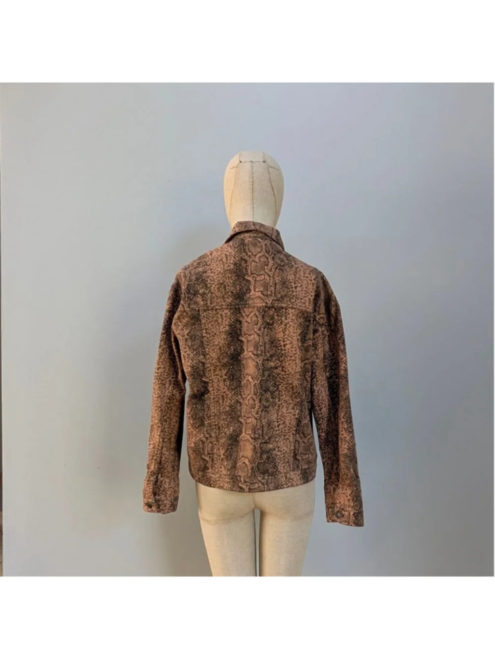 Free People Brown & Black Snake Print Jean Jacket - Small - Picture 4 of 11